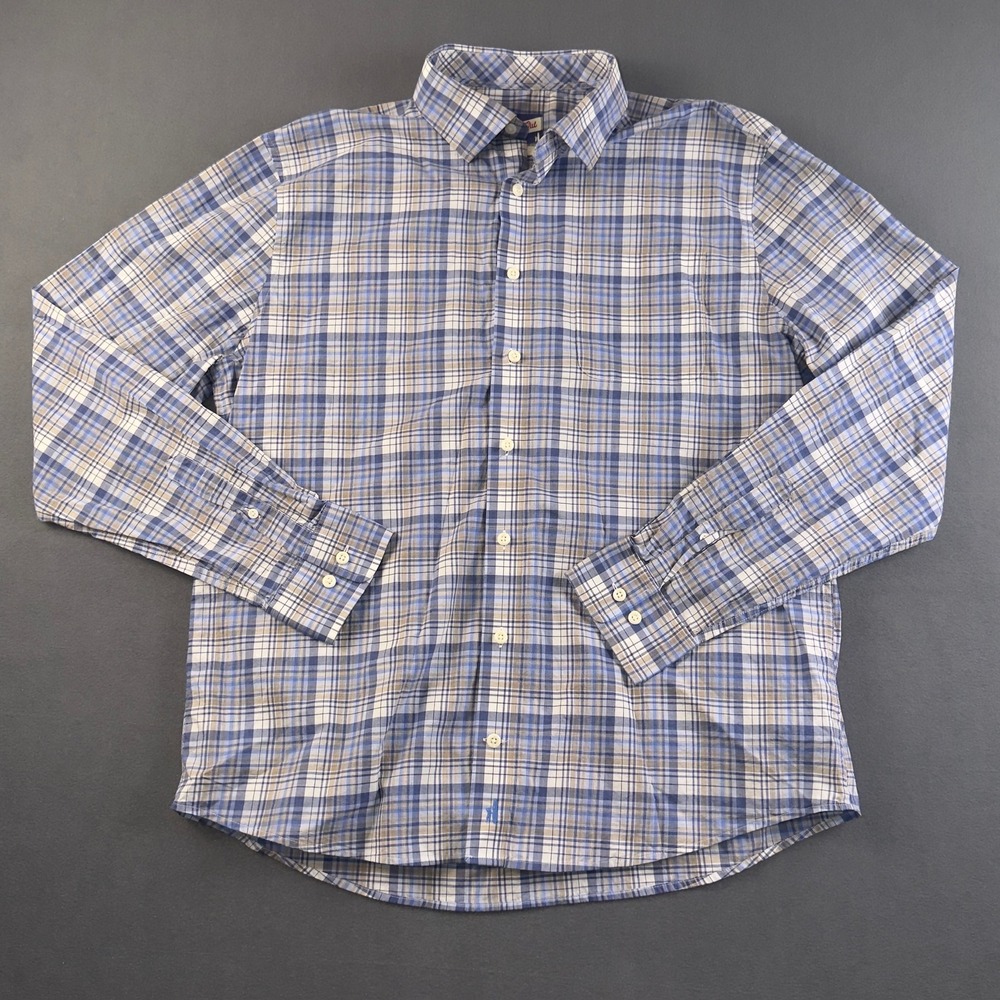 Johnnie-O Hangin Out Dylan Plaid Button Down Shirt Mens Large Blue Wake JMWL5870